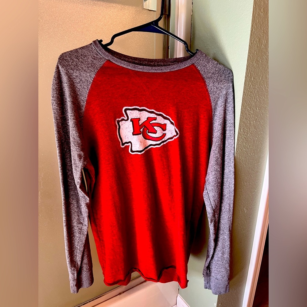 Kansas City Chiefs Red and Gray Long Sleeve Shirt